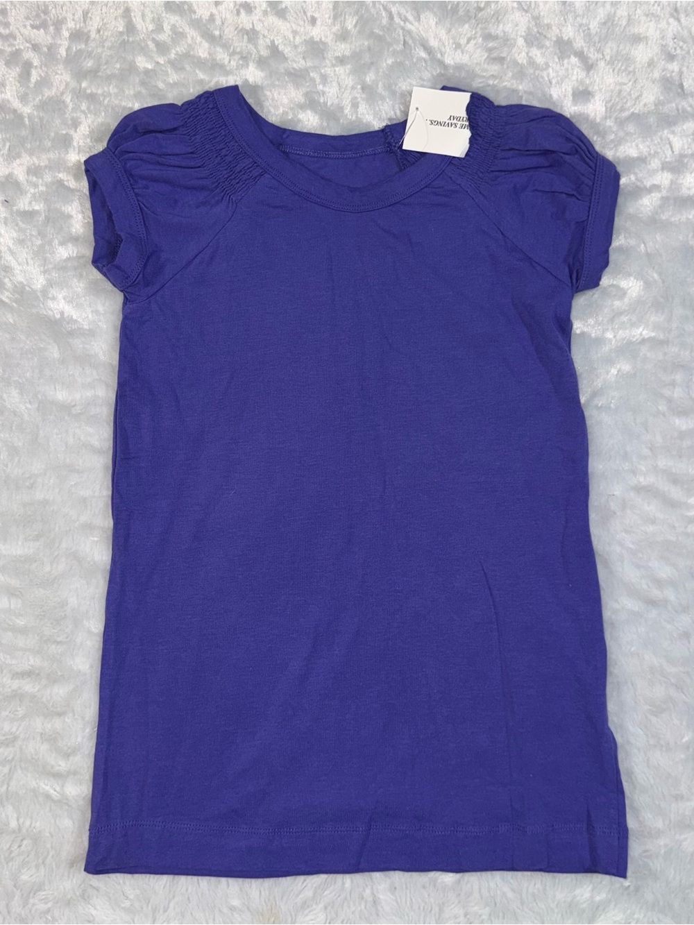 Poof! Bright Purple Short Sleeve Tee with Gathered Puff Sleeves